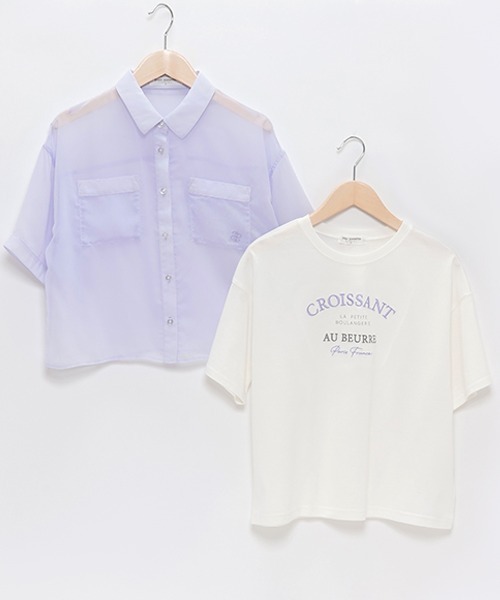 「pom ponette junior」 「KIDS」半袖シャツ LL ホワイト キッズ_画像4