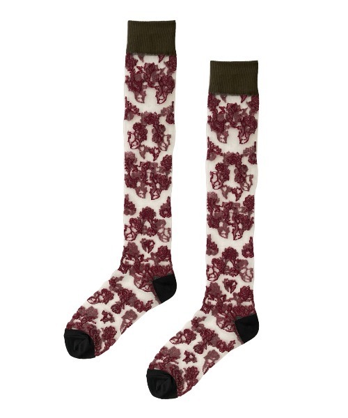FAKUI 靴下 3COLOR FLOWER SEE-THROUGH SOCKS / 3カラー花柄シースルー