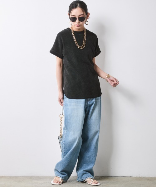 tシャツ 「セットアップ対応」ヴィンテージ加工サーマルフレンチスリーブカットソー「大きいサイズ有」シックスタイル レディースの画像