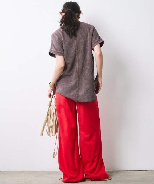 tシャツ 「セットアップ対応」ヴィンテージ加工サーマルフレンチスリーブカットソー「大きいサイズ有」シックスタイル レディースの画像
