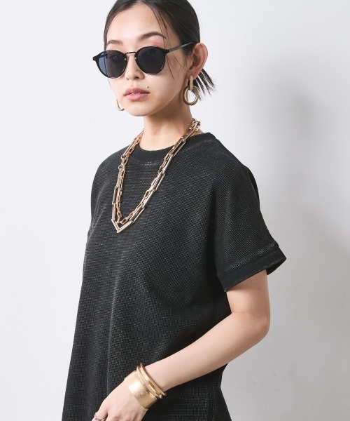 tシャツ 「セットアップ対応」ヴィンテージ加工サーマルフレンチスリーブカットソー「大きいサイズ有」シックスタイル レディースの画像