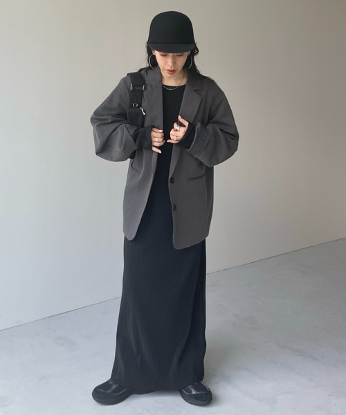 「wee9s」 長袖ワンピース LONG ブラック レディース_画像8