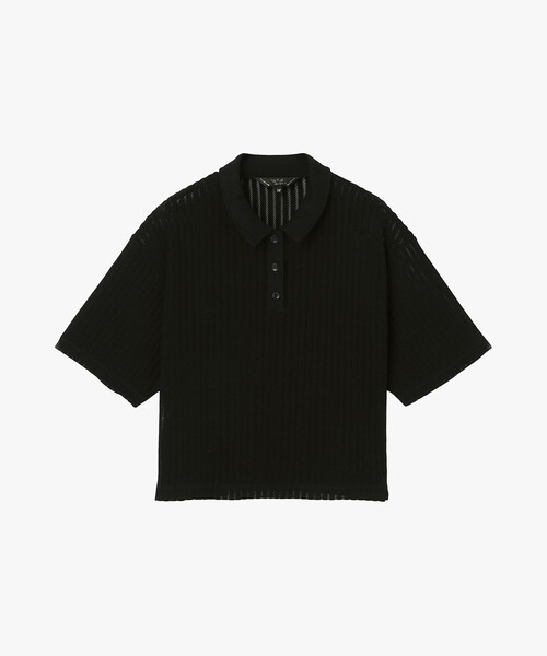 To b. by agnes tシャツ ラッフルメッシュ ストライプ ポロシャツ