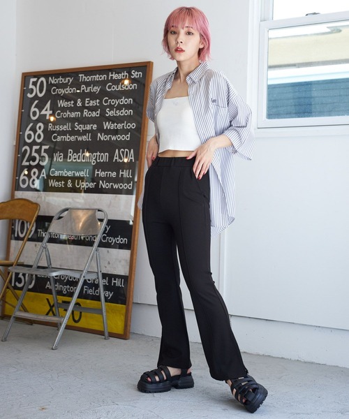 「PBLIM」 ブーツカットパンツ FREE オレンジ レディース_画像2