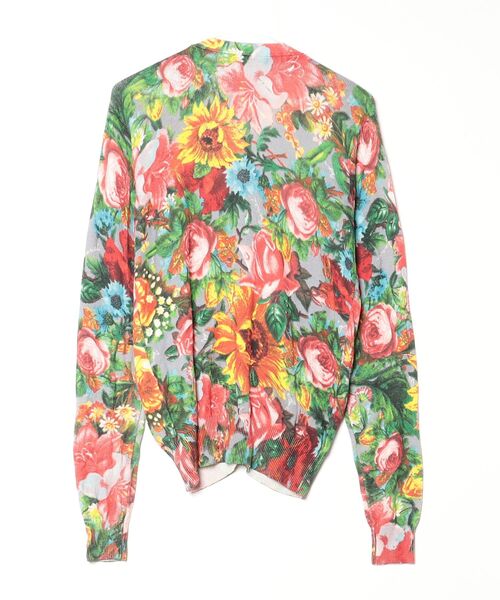 「JOYRICH」 花柄ニットカーディガン S グレー レディース_画像2