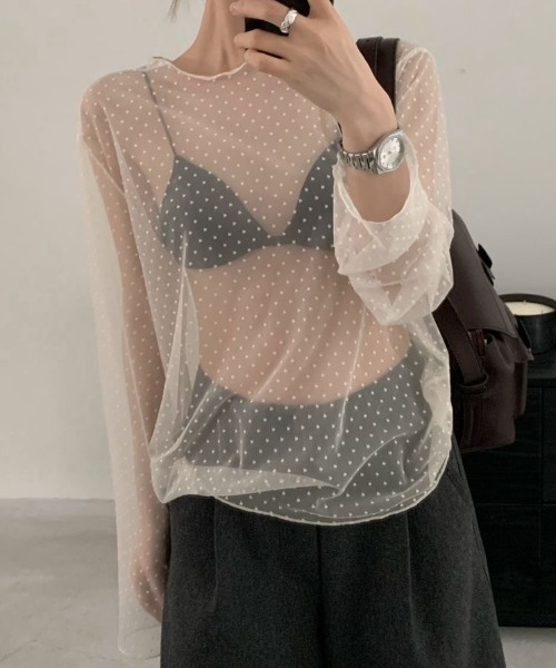 ViViDAY tシャツ ドット柄シアートップス レディース : ZOZOTOWN Yahoo