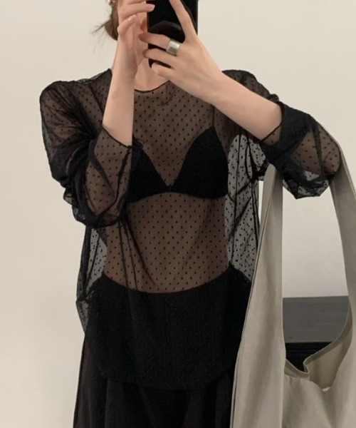 ViViDAY tシャツ ドット柄シアートップス レディース : ZOZOTOWN Yahoo