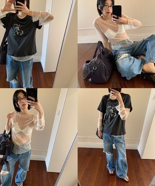 ViViDAY tシャツ ドット柄シアートップス レディース : ZOZOTOWN Yahoo