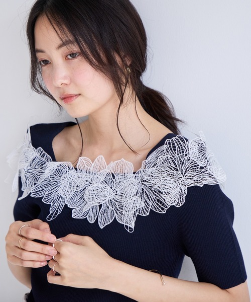 mina perhonen（ミナペルホネン） heinat 7分袖ニット 36 グリーン