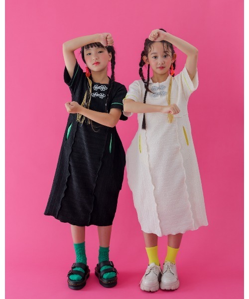 「unica」 「KIDS」半袖ワンピース X-LARGE ブラック キッズ_画像5