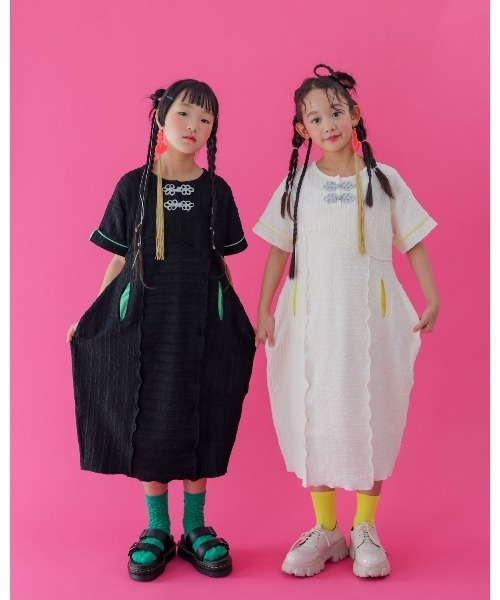 「unica」 「KIDS」半袖ワンピース X-LARGE ブラック キッズ_画像6