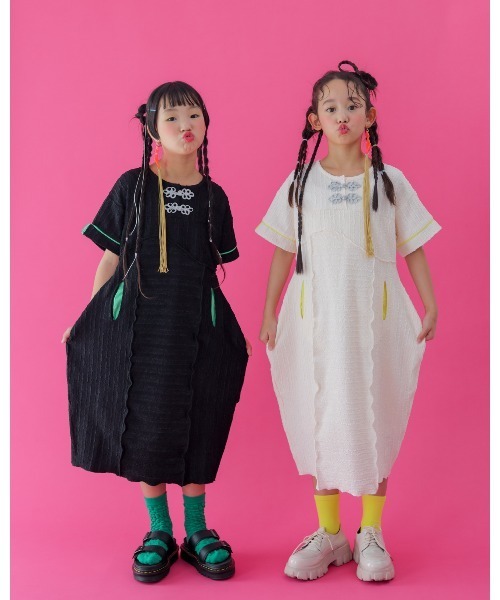 「unica」 「KIDS」半袖ワンピース X-LARGE ブラック キッズ_画像7