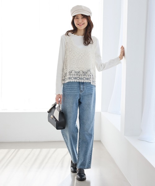 「Honeys」 「GLACIER」ニットベスト L アイボリー レディース_画像3