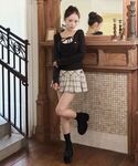 スカート サイド釦プリーツミニスカパンの詳細画像1