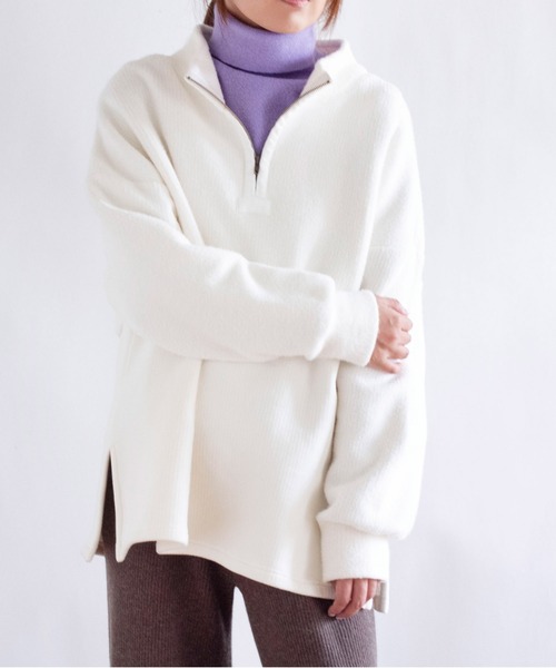 【関税込み】ZEGNA ホワイト ハーフジップ プルオーバー RNA-N トレーナー スウェット M1316 ハーフジップウォームプル