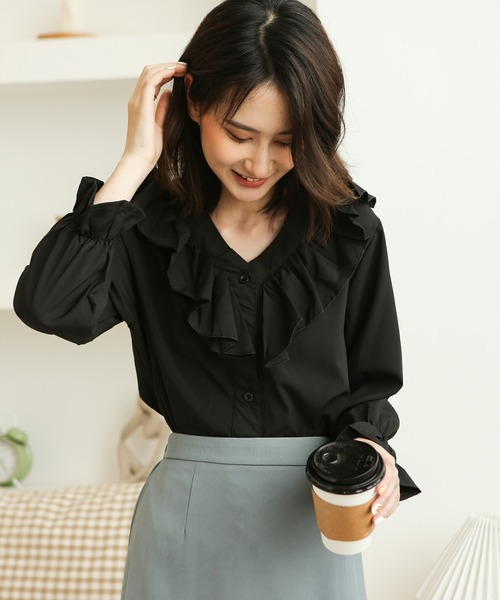 MAISON DE THERESE（メゾン ド テレーズ） ブラウス シャツ Vネック