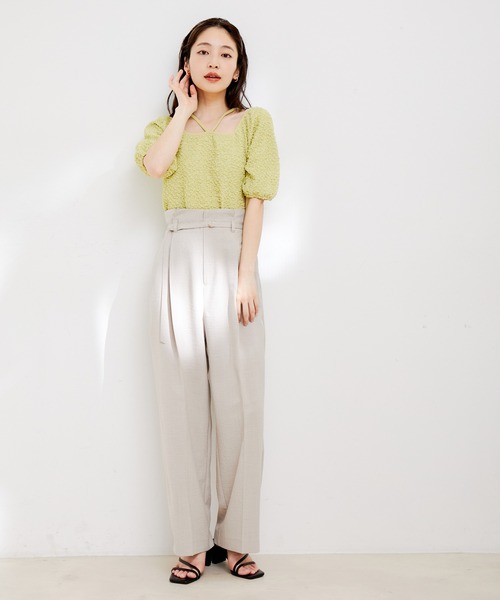 新品未使用✨ベルトスラックス 光沢 リネンの清涼感 ホワイト 1cm幅 ひねりバックルスライドベルト【AOKI公式通販】