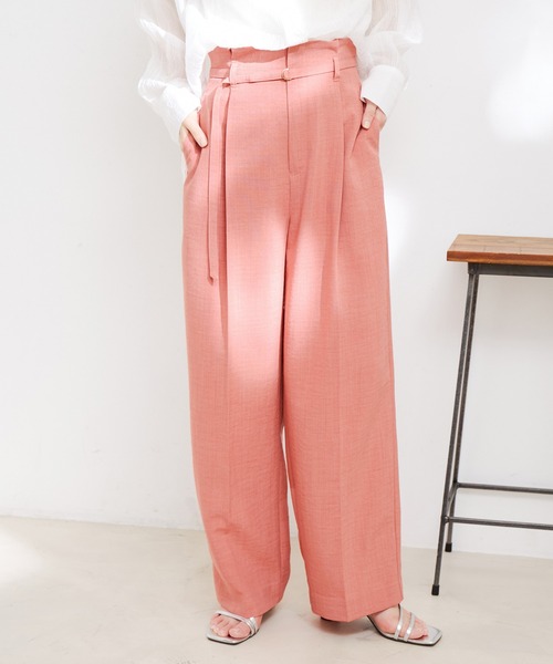 VIS スラックス パンツ 「接触冷感・洗える」美easy Dカンベルト