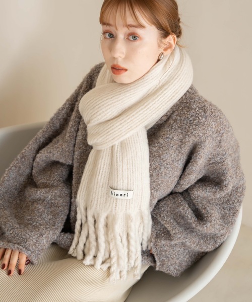 hinari（ヒナリ） マフラー ストール ボリュームフリンジマフラー