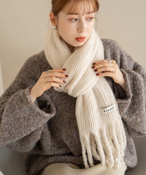 hinari マフラー ストール ボリュームフリンジマフラー レディース