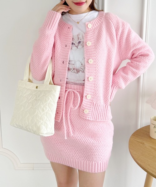 Loueme セットアップ 「2点SET」カーディガン＆ニットスカート