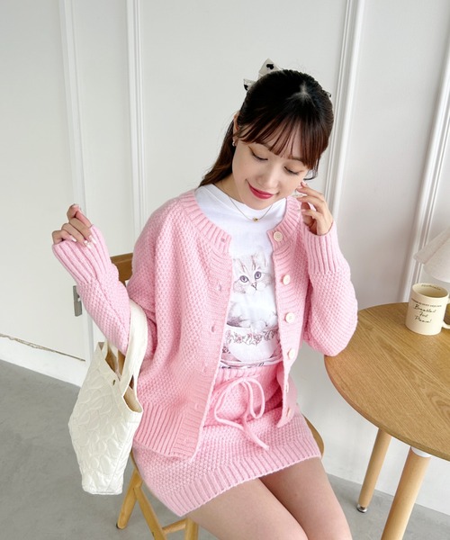 Loueme セットアップ 「2点SET」カーディガン＆ニットスカート