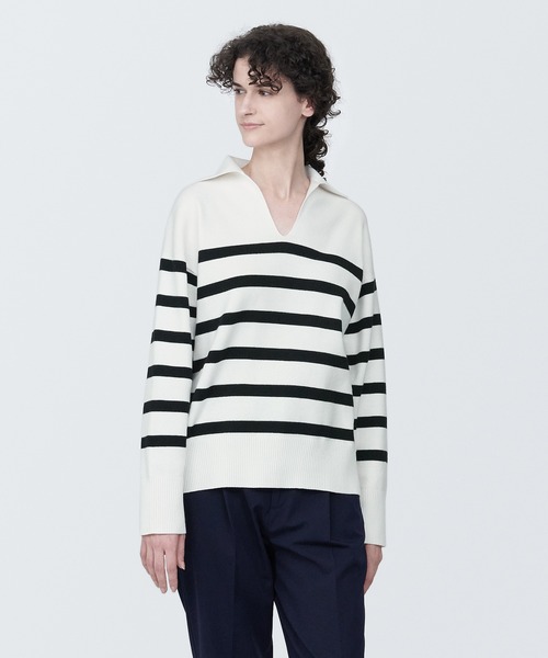 無印良品（MUJI） ニット 婦人 洗えるミラノリブ編みスキッパーポロ