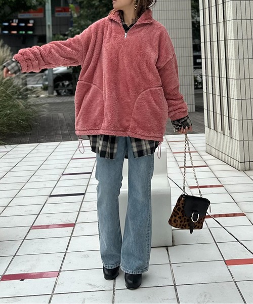 Andrea&co スウェット ニューヨークフリンジミックス刺繍ロゴスウェットプルオーバー