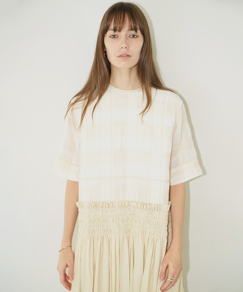 CLANE（クラネ） ワンピース SHEER CHECK GATHER SWITCHING ONEPIECE