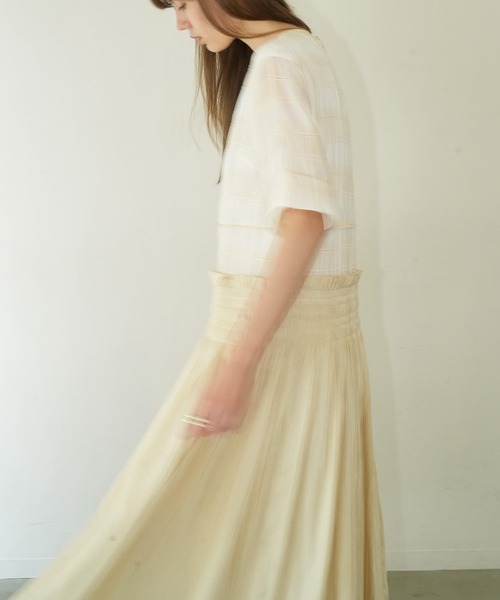 CLANE（クラネ） ワンピース SHEER CHECK GATHER SWITCHING ONEPIECE