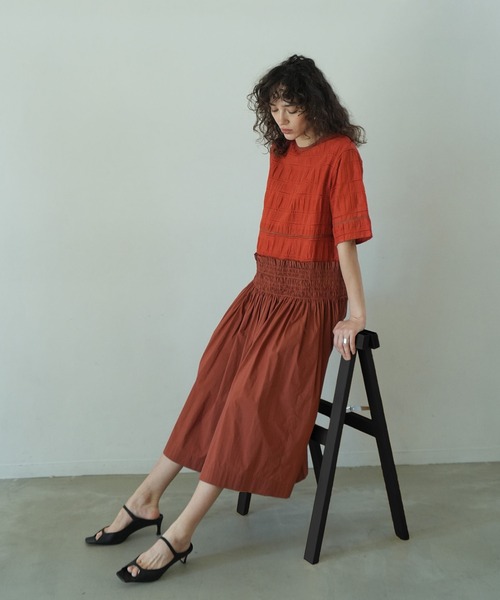 CLANE（クラネ） ワンピース SHEER CHECK GATHER SWITCHING ONEPIECE