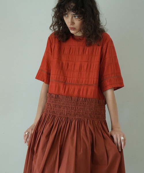 CLANE（クラネ） ワンピース SHEER CHECK GATHER SWITCHING ONEPIECE