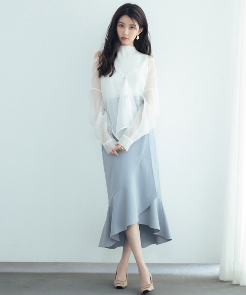 SAISON DE PAPILLON ブラウス シャツ シアーシャツ×ノースリーブ