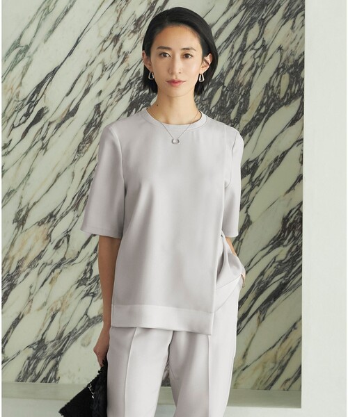 icb ブラウス　FluidBackSatin Tブラウス WEB限定・UVケア・速乾・洗える】 FluidBackSatin Tブラウス