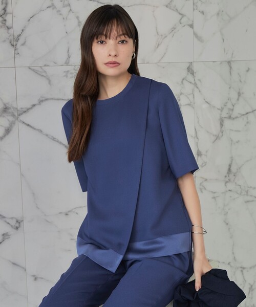 接触冷感・UVケア・速乾・洗える FluidBackSatin シャツブラウス 接触冷感・UVケア・速乾・洗える】 FluidBackSatin シャツ