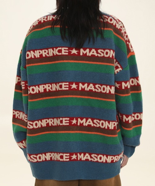 MASONPRINCE」 ニットカーディガン L レッド系その他 メンズ  