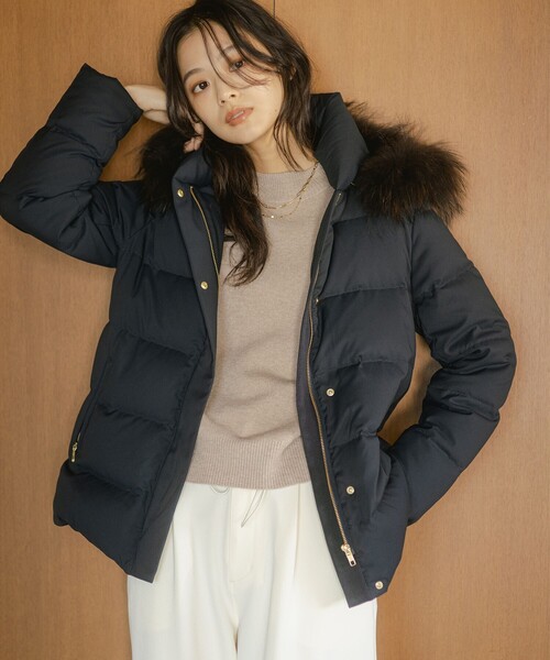 美品 定価¥33000 ビームス 河田 ミドルダウンジャケット ネイビー M B：MING by BEAMS（ビーミング by ビームス） ダウンコート ダウン