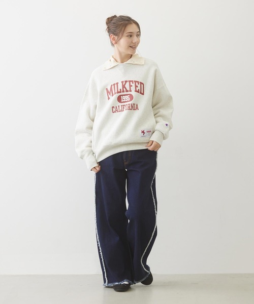 トレーナー スウェット MILKFED.xCHAMPION SWEAT TOP レディース メンズ Champion トレーナー スウェット MILKFED.xCHAMPION SWEAT TOP