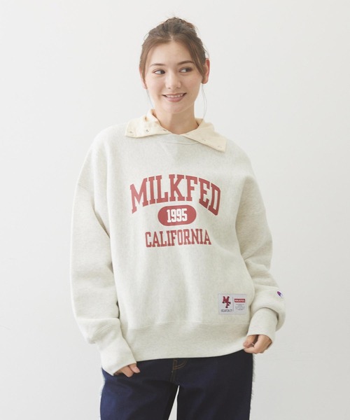 トレーナー スウェット MILKFED.xCHAMPION SWEAT TOP レディース メンズ Champion トレーナー スウェット MILKFED.xCHAMPION SWEAT TOP
