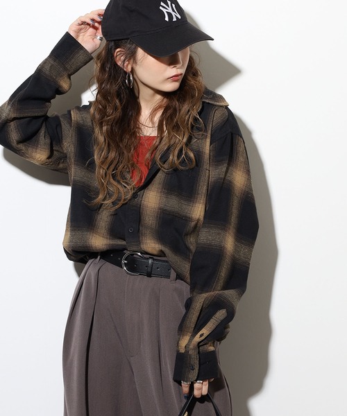 【中古】 コケッコにいたん 1点物◇DAKOTAヘビーネルシャツ長袖ブロックチェックシャツ古着メンズ