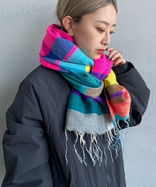 [hint hint/ヒントヒント] アクリルコットン大判ストール hint ストール 「hint hint/ヒントヒント」 アクリルコットン