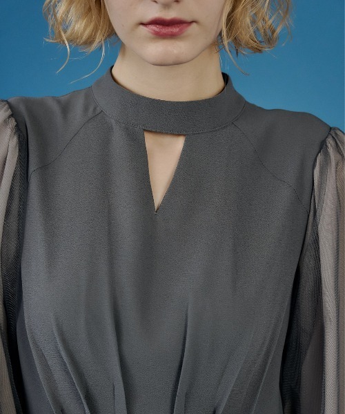 et.UNiVER パーティードレス ドレス V-neck sheer sleeve dress