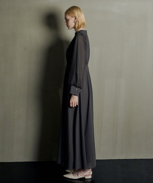 et.UNiVER ドレス V-neck sheer sleeve dress : ZOZOTOWN Yahoo!店