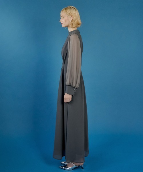et.UNiVER パーティードレス ドレス V-neck sheer sleeve dress