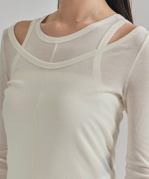 tシャツ 透けトップス×キャミ2点セット レディース セール】【2点セット】イレギュラーヘムショートトップス