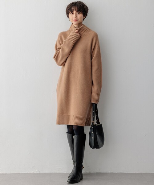 【美品】23区 46 3XL ノースリーブ 膝下丈 フレアワンピース ベージュ plusnao ワンピース レディース 婦人服 ノースリーブ 膝上丈