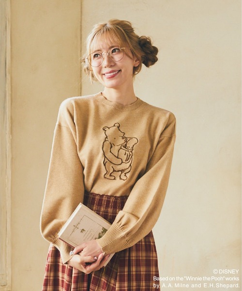 ニット セーター Classic Pooh / 刺繍ニットプルオーバー レディース