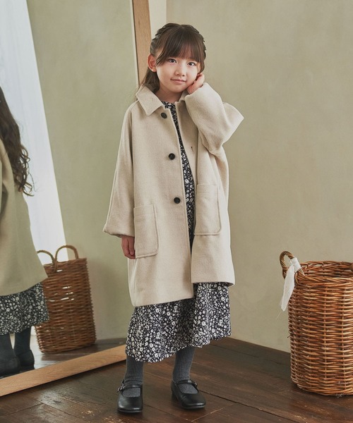 CHILD WOMAN WOOL混チェック中綿ステンコート CHILD WOMAN（チャイルドウーマン）の「WOOL混チェック中綿