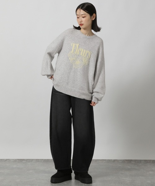 LAKOLE（ラコレ） ニット セーター ロゴ花柄ジャガードニットプル