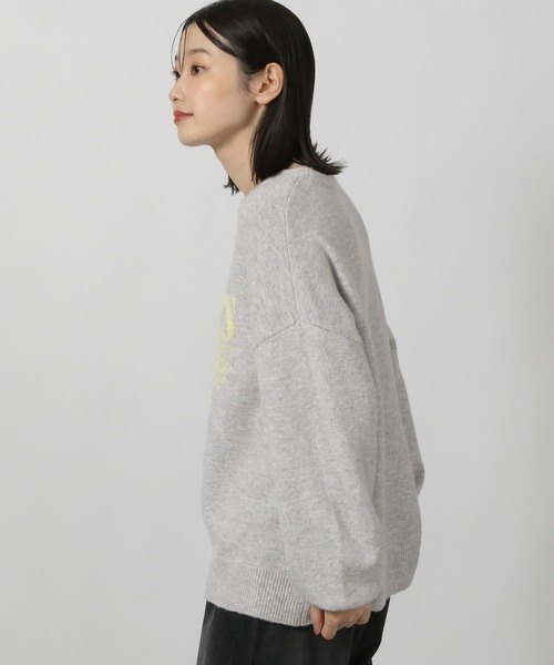 LAKOLE ニット セーター ロゴ花柄ジャガードニットプルオーバー